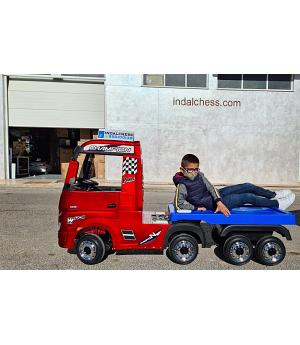 REMOLQUE PARA CAMIÓN ACTROS Y SCANIA 4X4 INFANTIL DE 12V COLOR AZUL - INDA971-LE7710